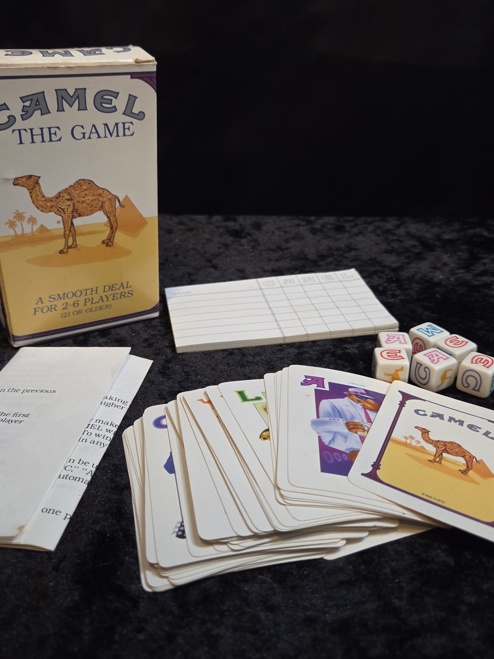 Camel  The Game Vintage 1992 Camel Cigarettes Promo Dice Card Game